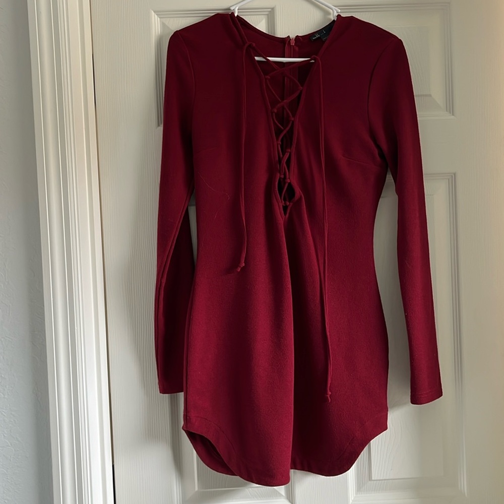 Closing 50% off!Vintage Maddy K Super sexy lace up front mini dress retail $60